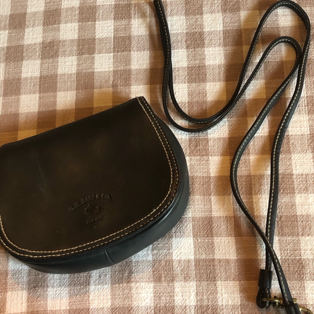G.H. Bass & Co. Black Leather Saddle Crossbody with White Stitching